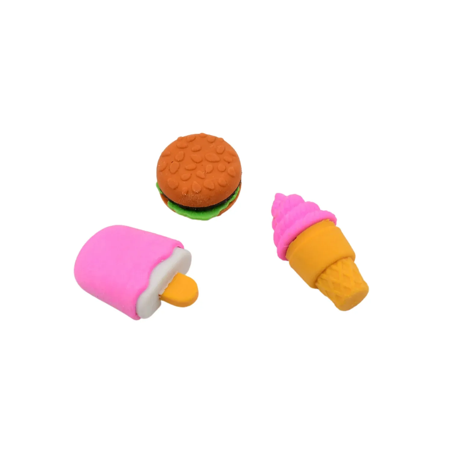 Fancy Erasers – Colourful 3 Pc Set for Kids School Supplies | Writezo - Detailed Feature View 4