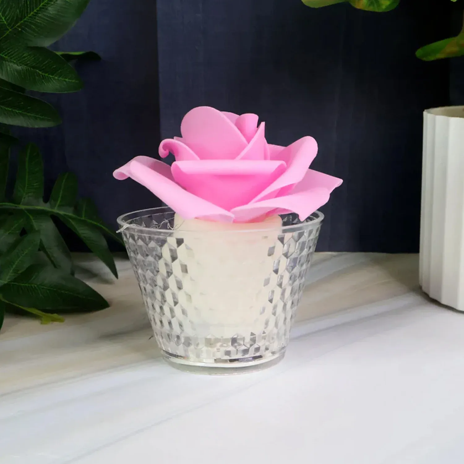 LED Rose Flower Flameless Tealight Candle Set – Elegant & Safe Décor - Detailed Feature View 3