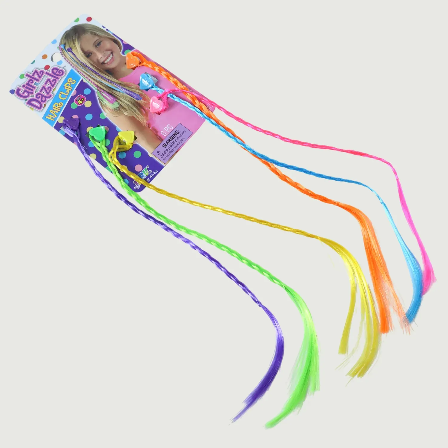Colourful Braided Clip-In Hair Extensions for Girls & Kids, 6 Pc Set - Detailed Feature View 4