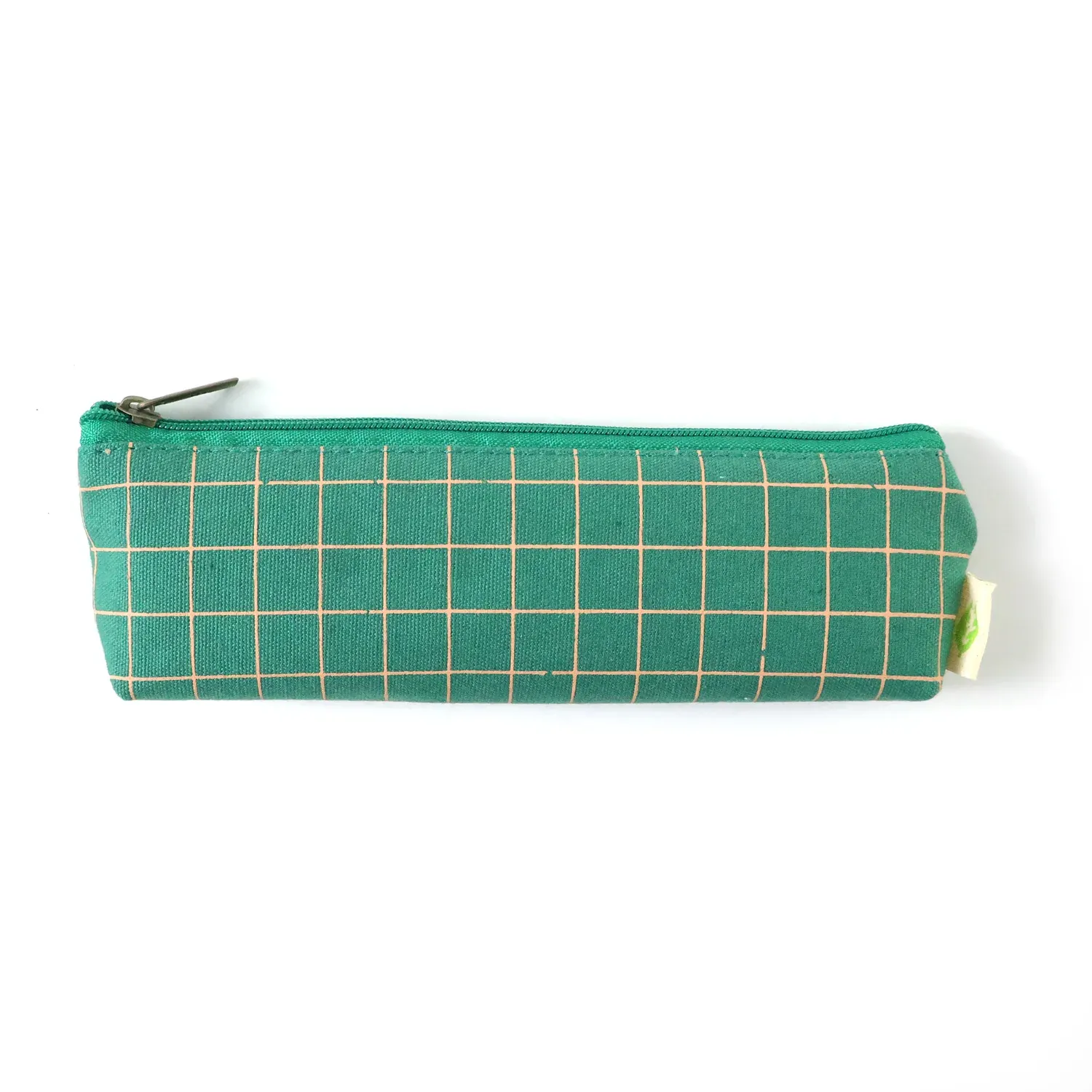 Premium Green Grid Printed Zipper Pencil Pouch Organizer (1 Pc) - Detailed Feature View 3