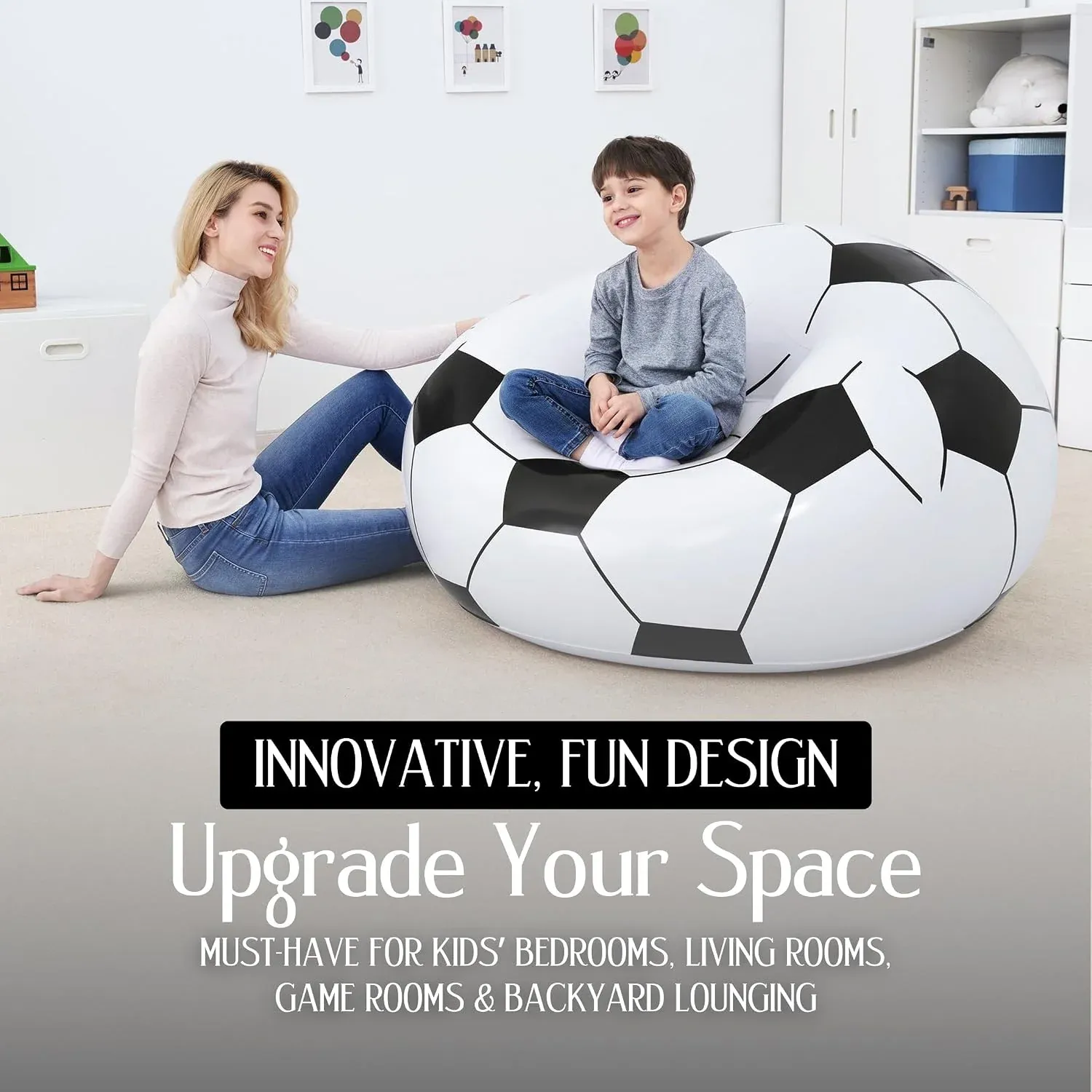 Inflatable Soccer Ball Lounge Chair – Fun & Comfortable for Kids - Detailed Feature View 5