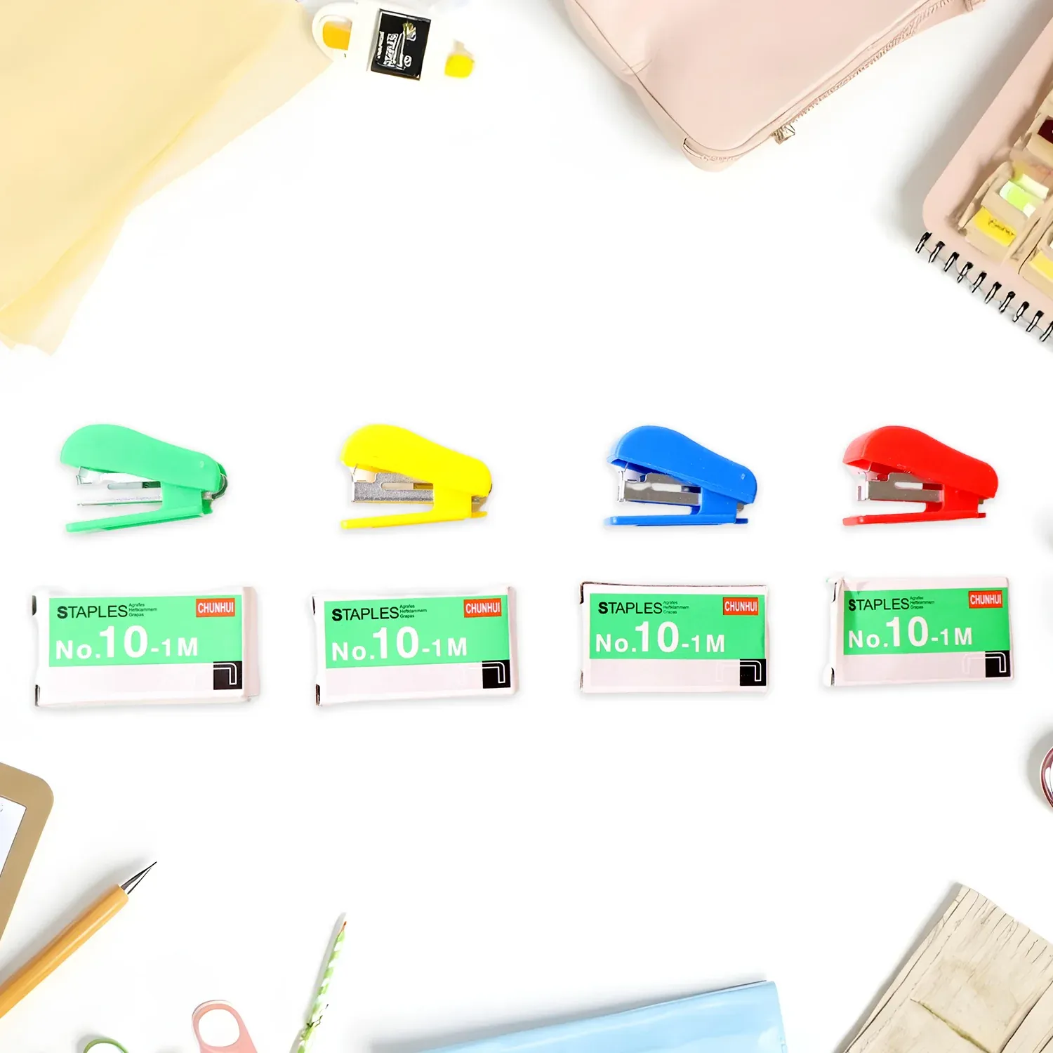 Mini Stapler Set Staples – Assorted Colors | No.10 Staplers with Pins (20 pcs Set) - Detailed Feature View 5