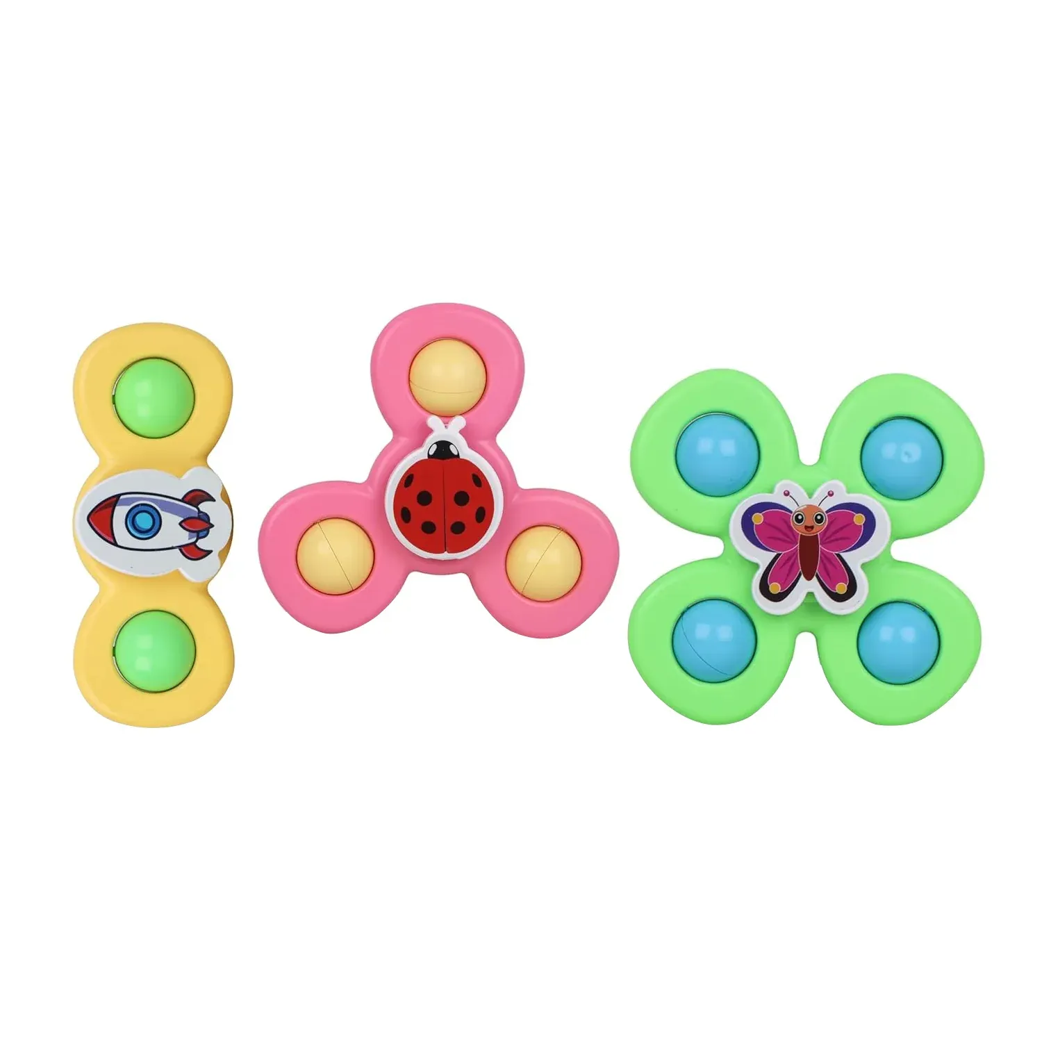 Colour Baby Spinner Toy Set – 3 Pc Sensory Spin Toys with Suction Cup - Detailed Feature View 4