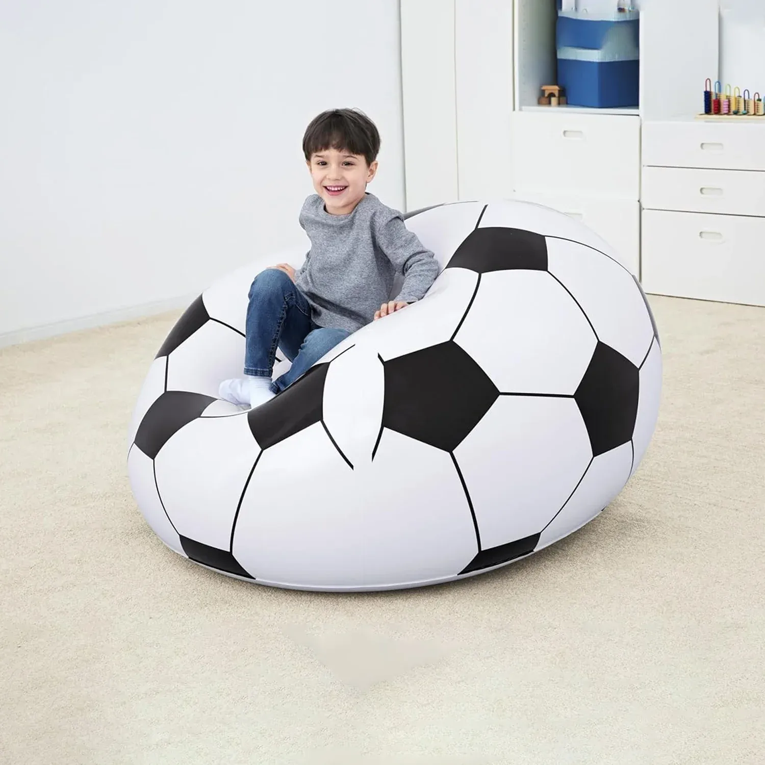 Inflatable Soccer Ball Lounge Chair – Fun & Comfortable for Kids - Detailed Feature View 2