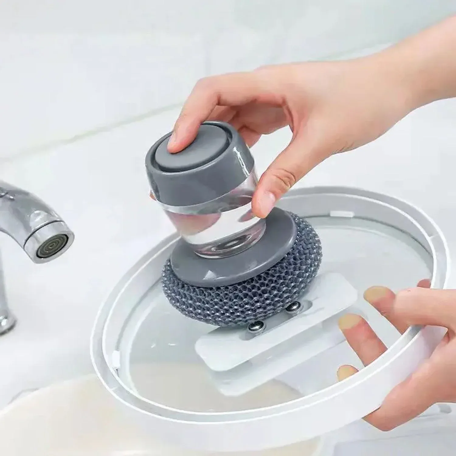 Premium Soap Dispensing Dish Brush (1 Pc): Palm Brush, Kitchen Cleaning - Buy Online at Alikart