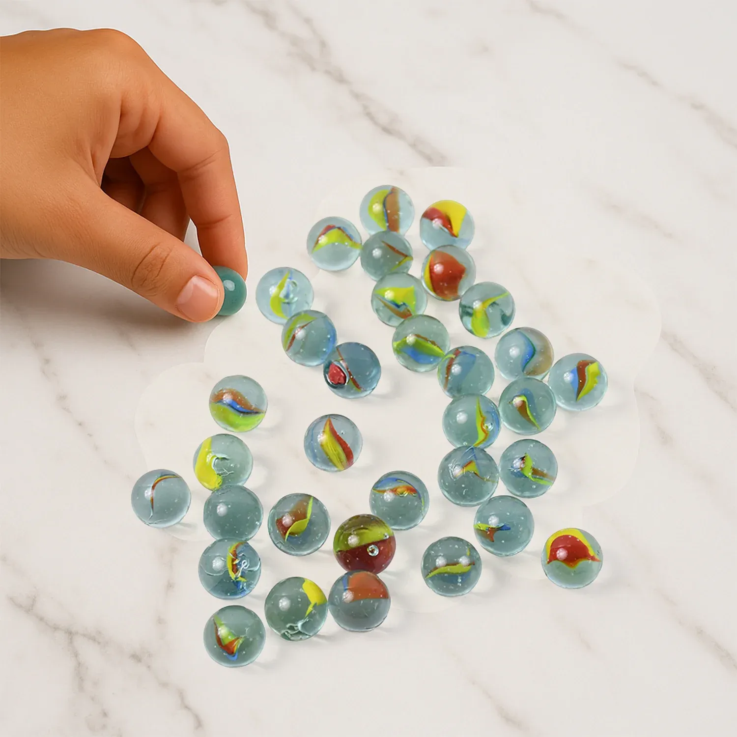 Classic Glass Marbles for Kids – Set of Approx 35 Vibrant Kanchas - Detailed Feature View 3