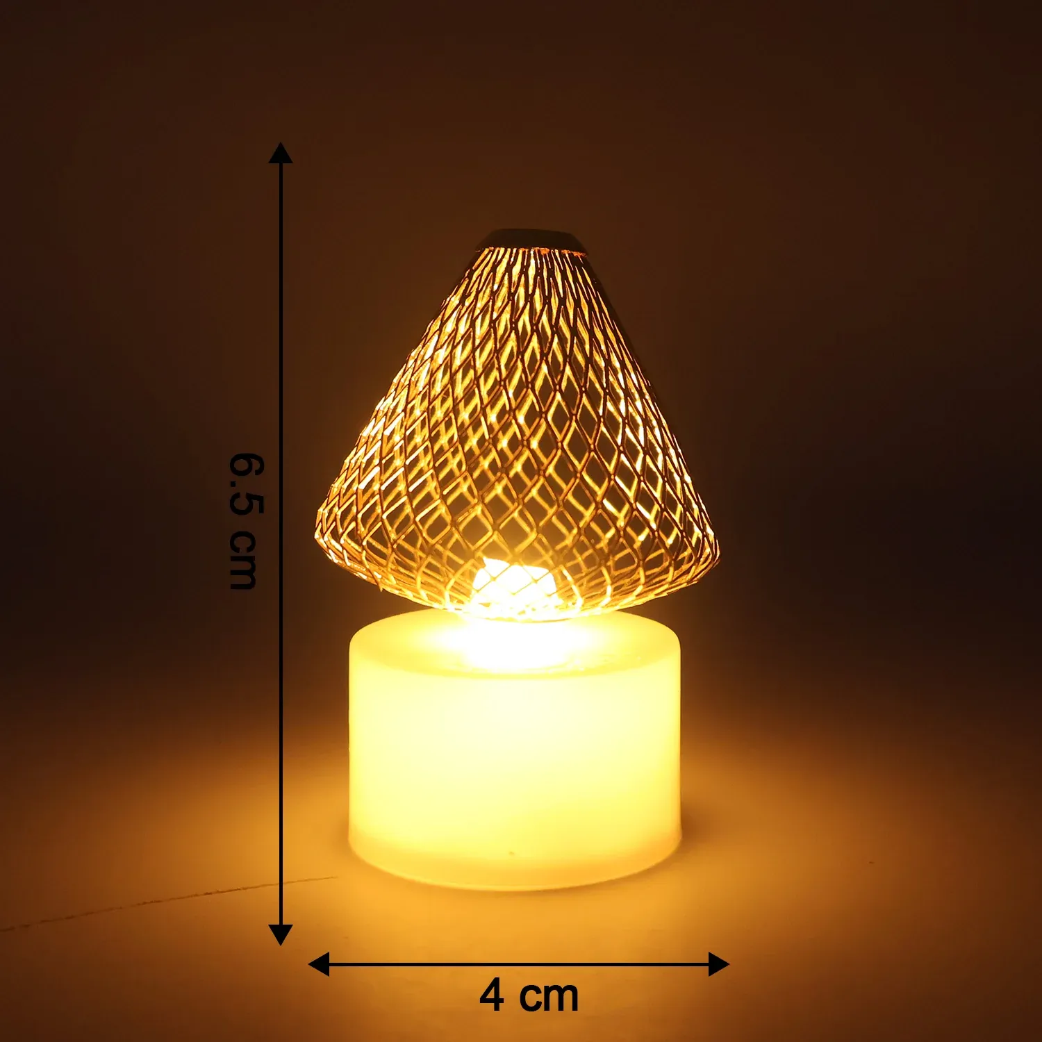 LED Flameless Candle Lights – Set of 12 with Golden Net Cover - Detailed Feature View 2