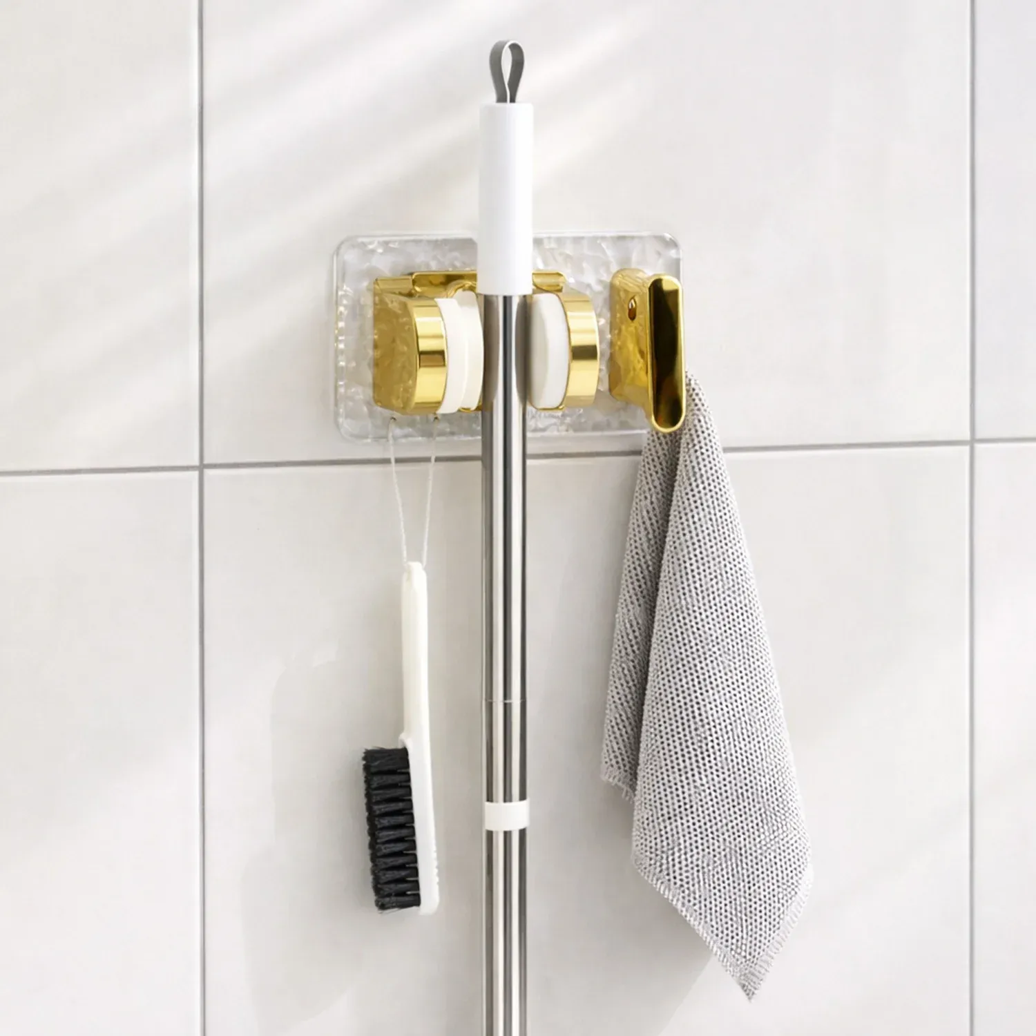 Broom & Mop Holder – Strong Grip Wall Mounted Organizer - Detailed Feature View 5