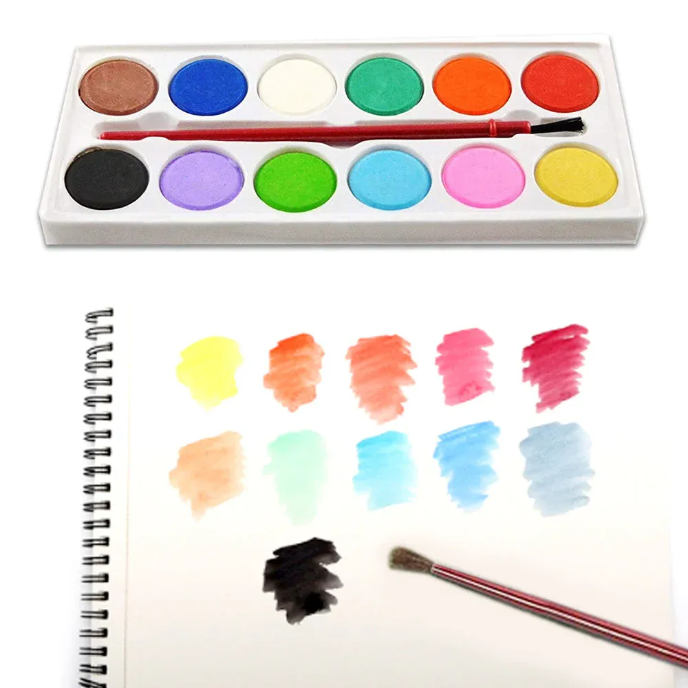 Painting Water Color Kit - 12 Shades and Paint Brush (13 Pcs) - Detailed Feature View 8
