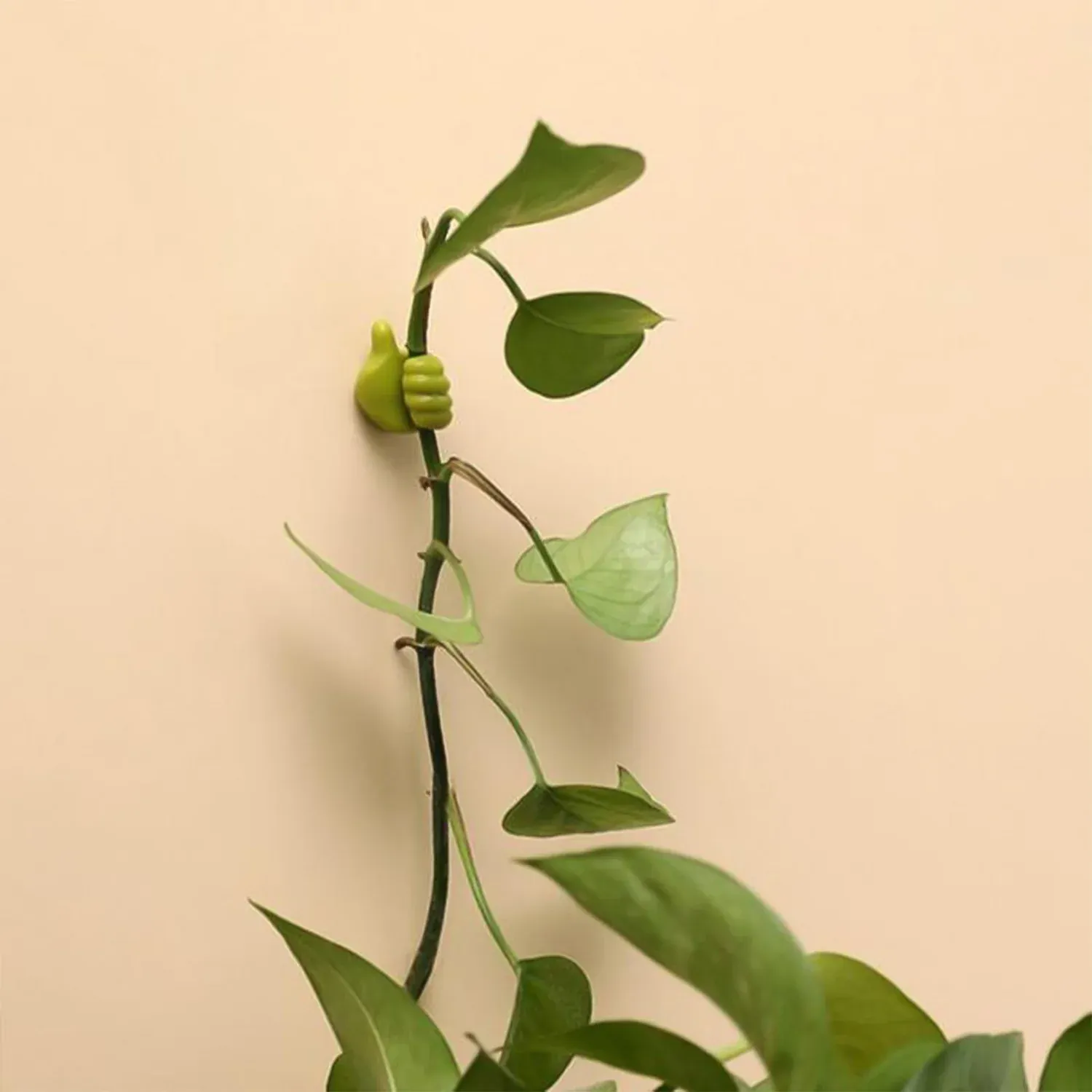 Green Hand-Shaped Wall Clip Holder for Keys & Cables - Detailed Feature View 2