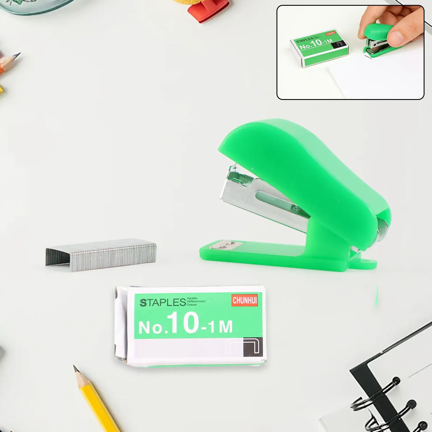 Premium Mini Stapler with 1 Strip of Staples (1 Set) - Buy Online at Alikart