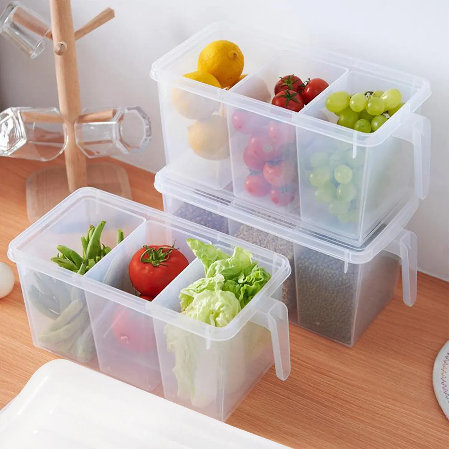 Premium Refrigerator Organizer Box – 3 Compartments, Airtight | Lunchie Bunchie - Buy Online at Alikart
