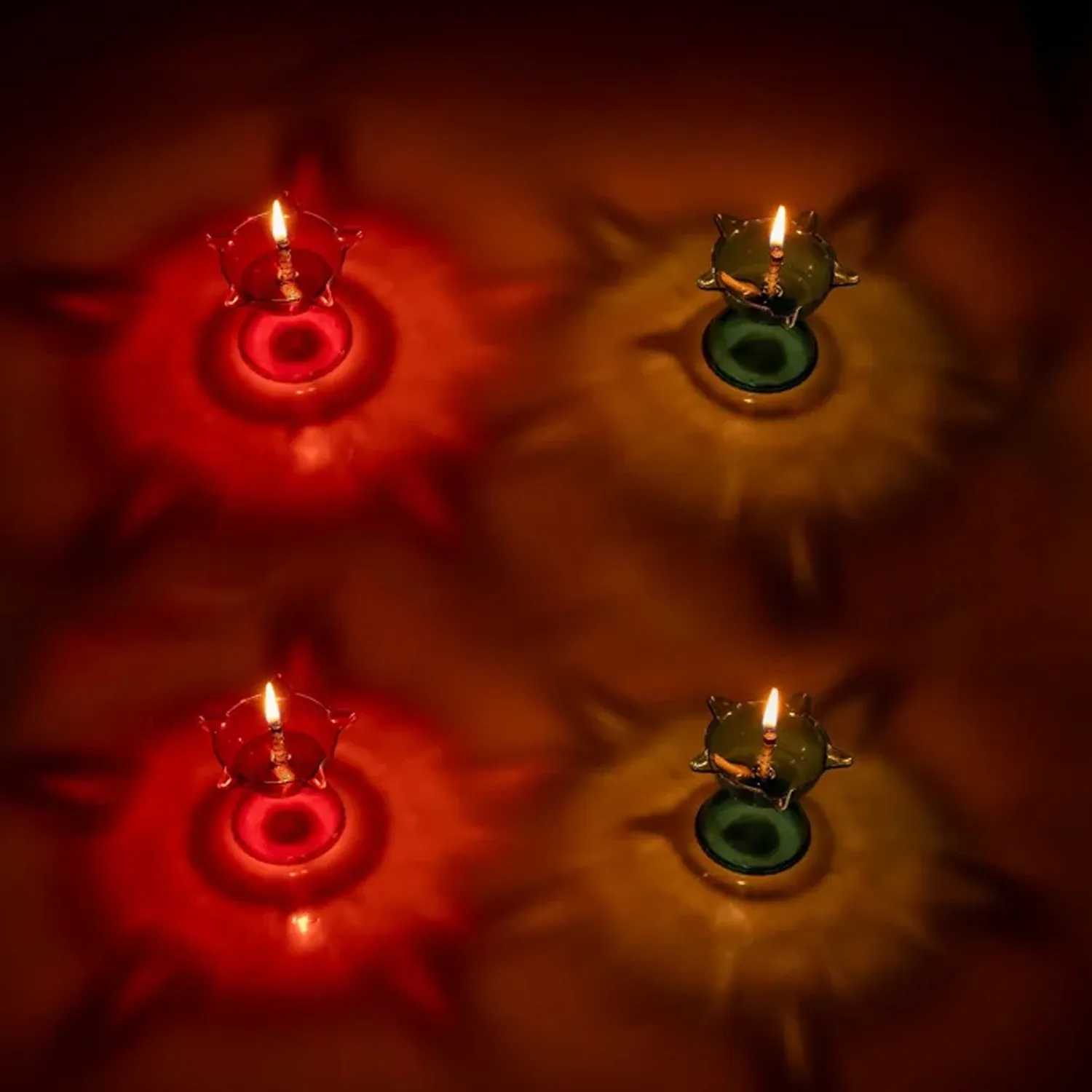 Premium Reflection Diya Set – Multi-Shape Colourful Candle Cups | Indo Glow - Buy Online at Alikart
