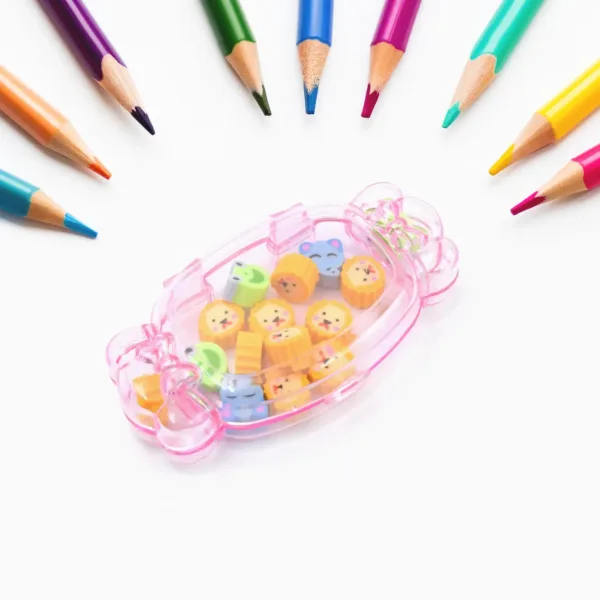 School Eraser Set – 15 Multi-Design Rubber Erasers | Velvet Wipe