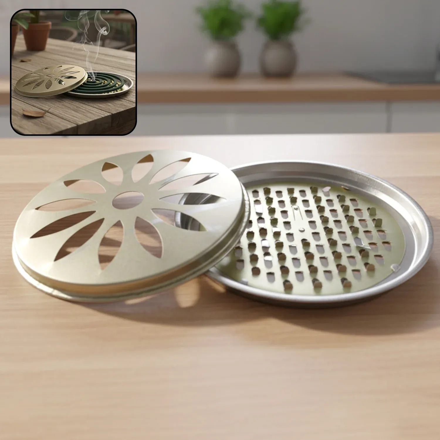 Metal Mosquito Coil Stand with Protective Cover – Durable and Safe - Detailed Feature View 3