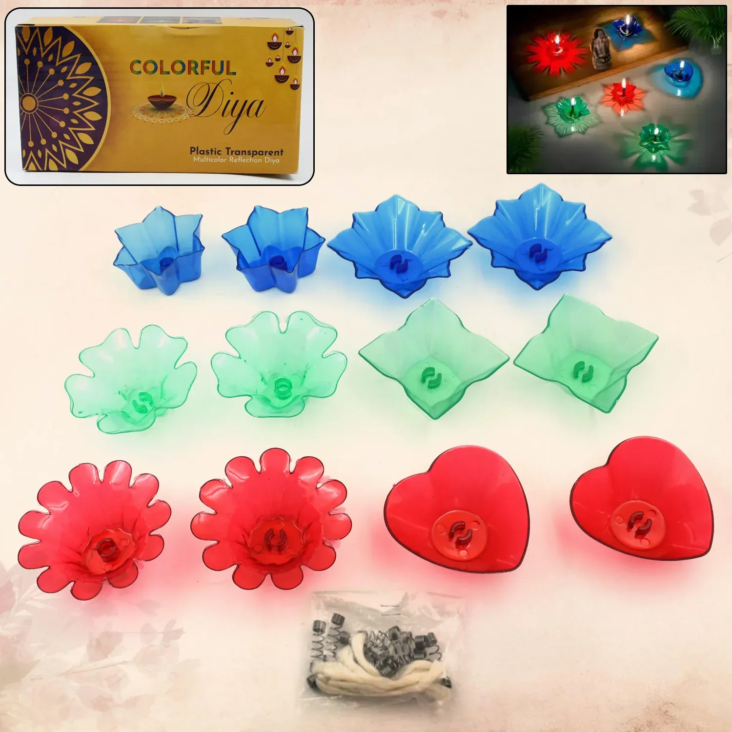 Premium Diya Set for Diwali – Reflection Design, 12 Pieces | Styleva - Buy Online at Alikart