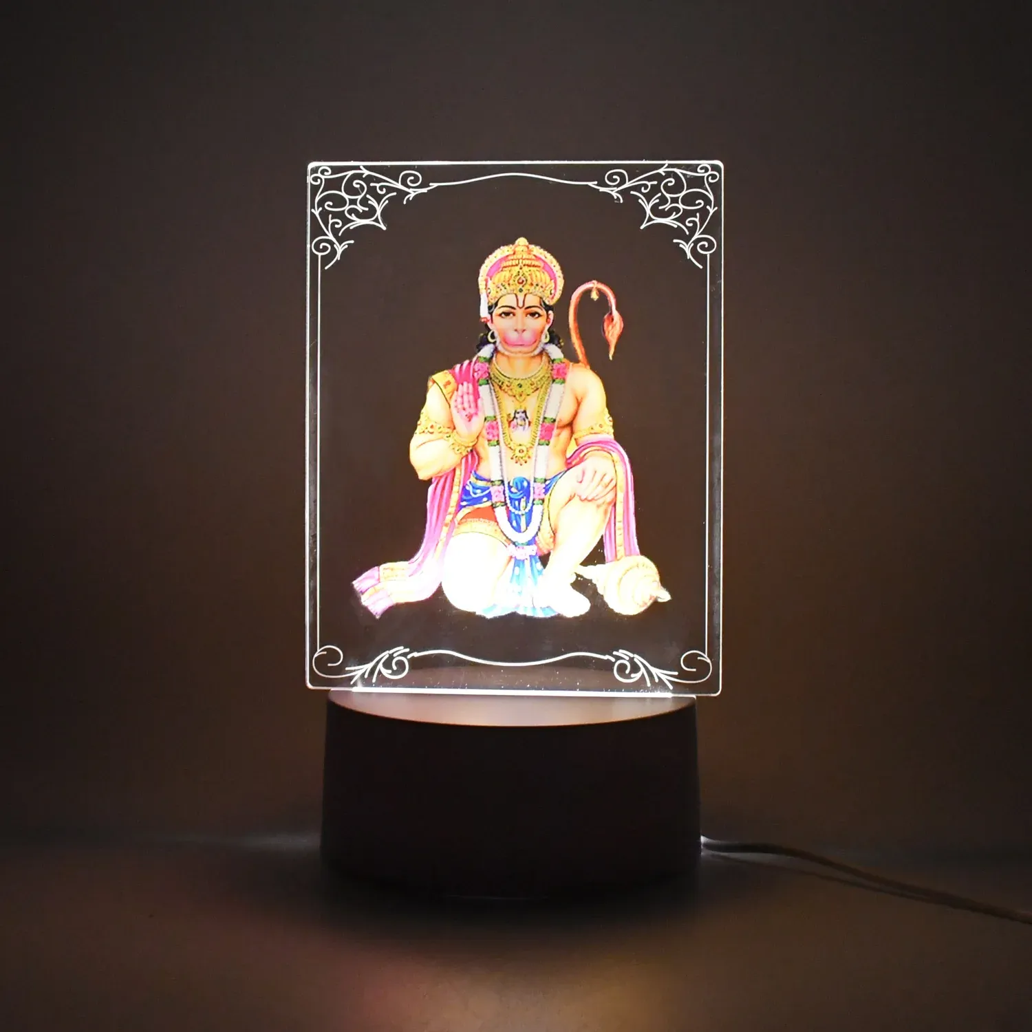 Beautiful 3D Lord Hanuman Frame with soft white light (1 Pc) - Detailed Feature View 2