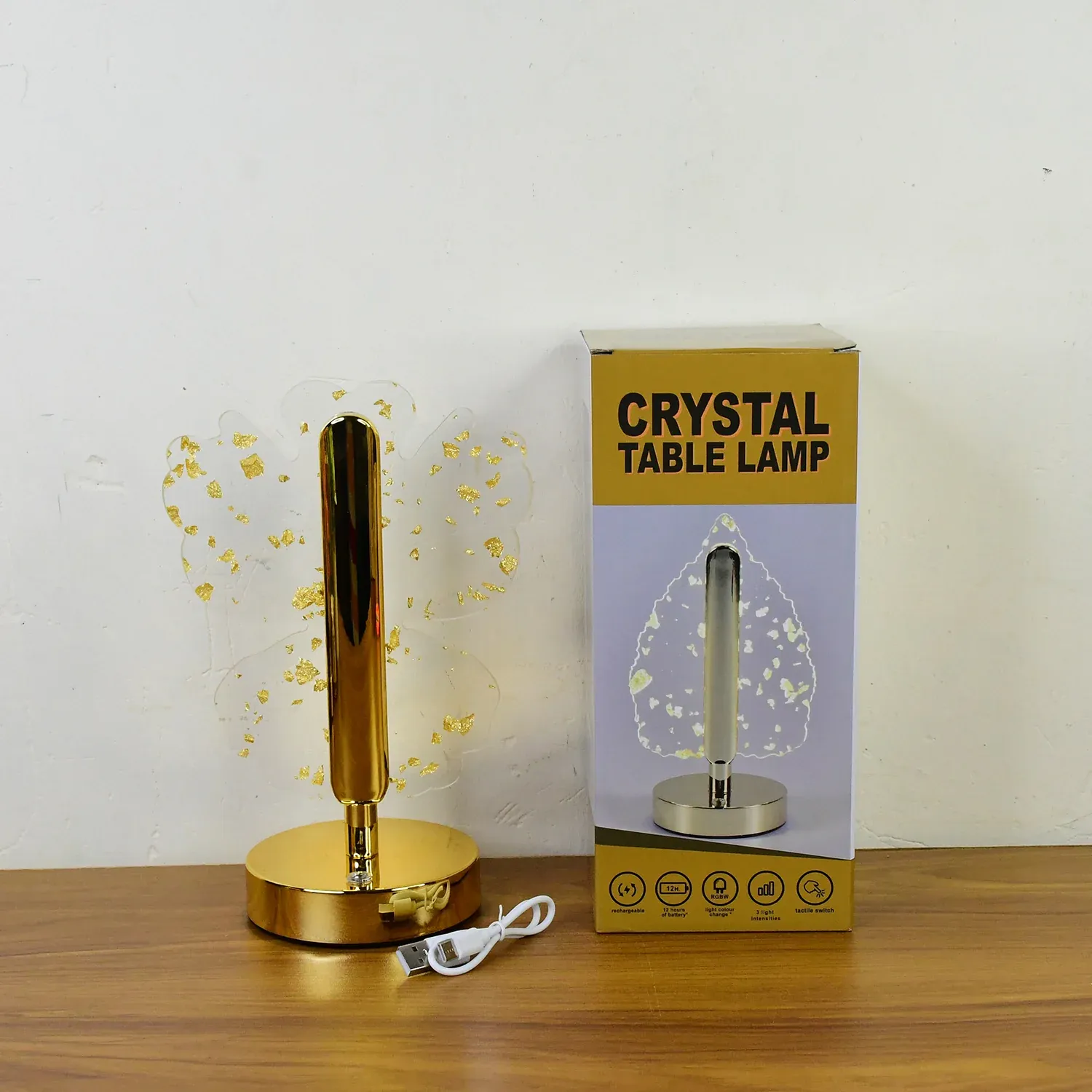 Luxury Golden Crystal LED Table Lamp (1 Pc) - Detailed Feature View 7