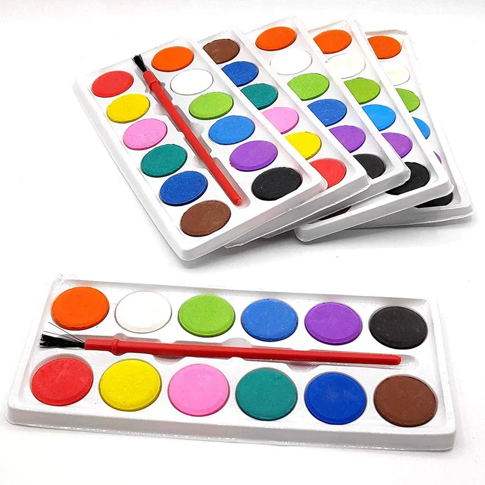 Painting Water Color Kit - 12 Shades and Paint Brush (13 Pcs) - Detailed Feature View 4