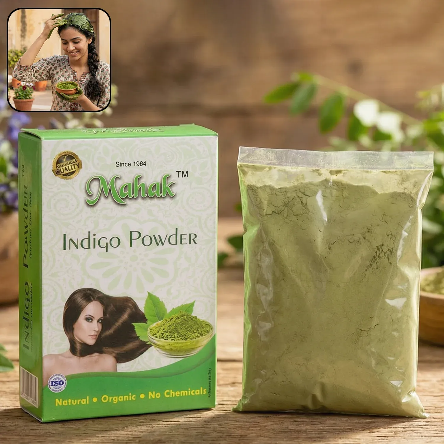 Natural Indigo Powder for Herbal Hair Coloring & Care - 80 gm - Detailed Feature View 2
