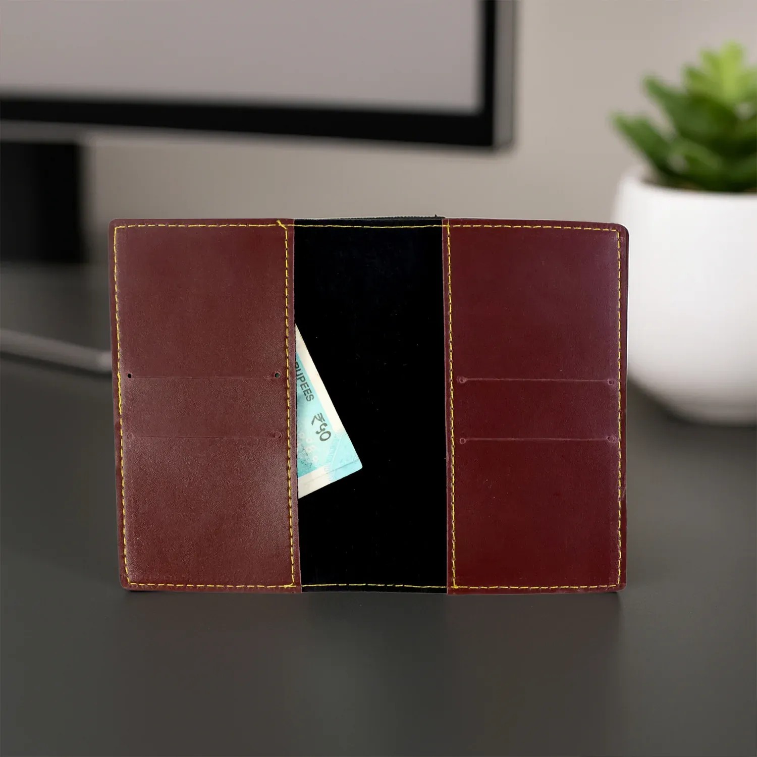PU Leather Multipurpose Card Holder & Slim Travel Wallet (1 Pc) - Detailed Feature View 6
