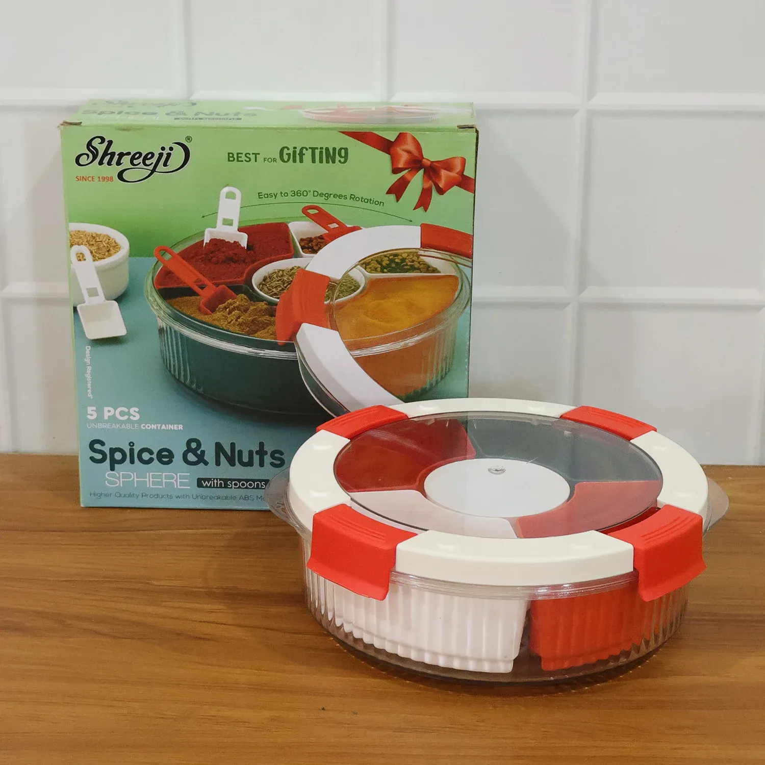 Plastic 5-compartment Spice Storage Box – Easy Kitchen Organization - Detailed Feature View 7