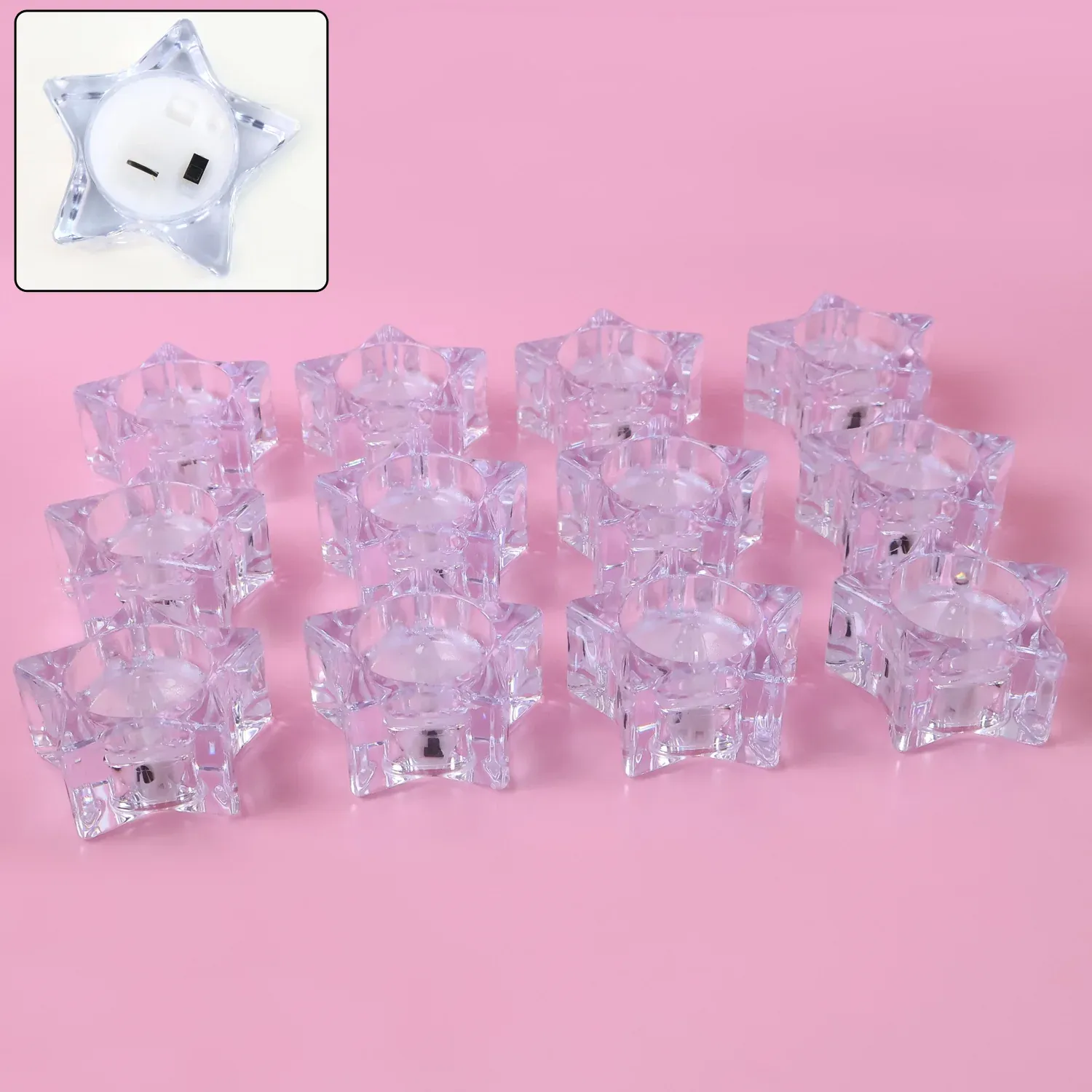 LED Crystal Effect Flameless Candles – Set of 12 Decorative Tealights - Detailed Feature View 4