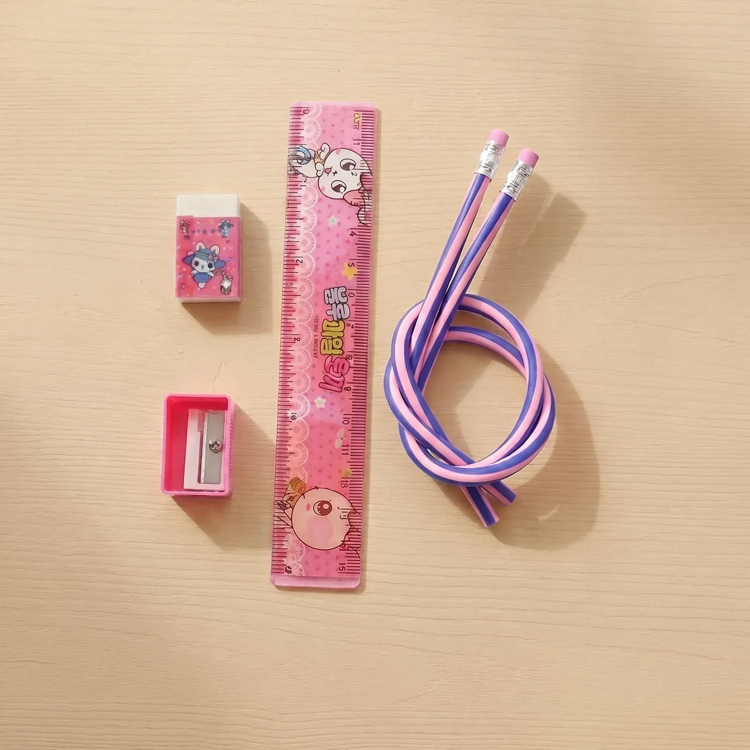 Kids 5-in-1 School Stationery Kit with Flexible Pencils - Detailed Feature View 6