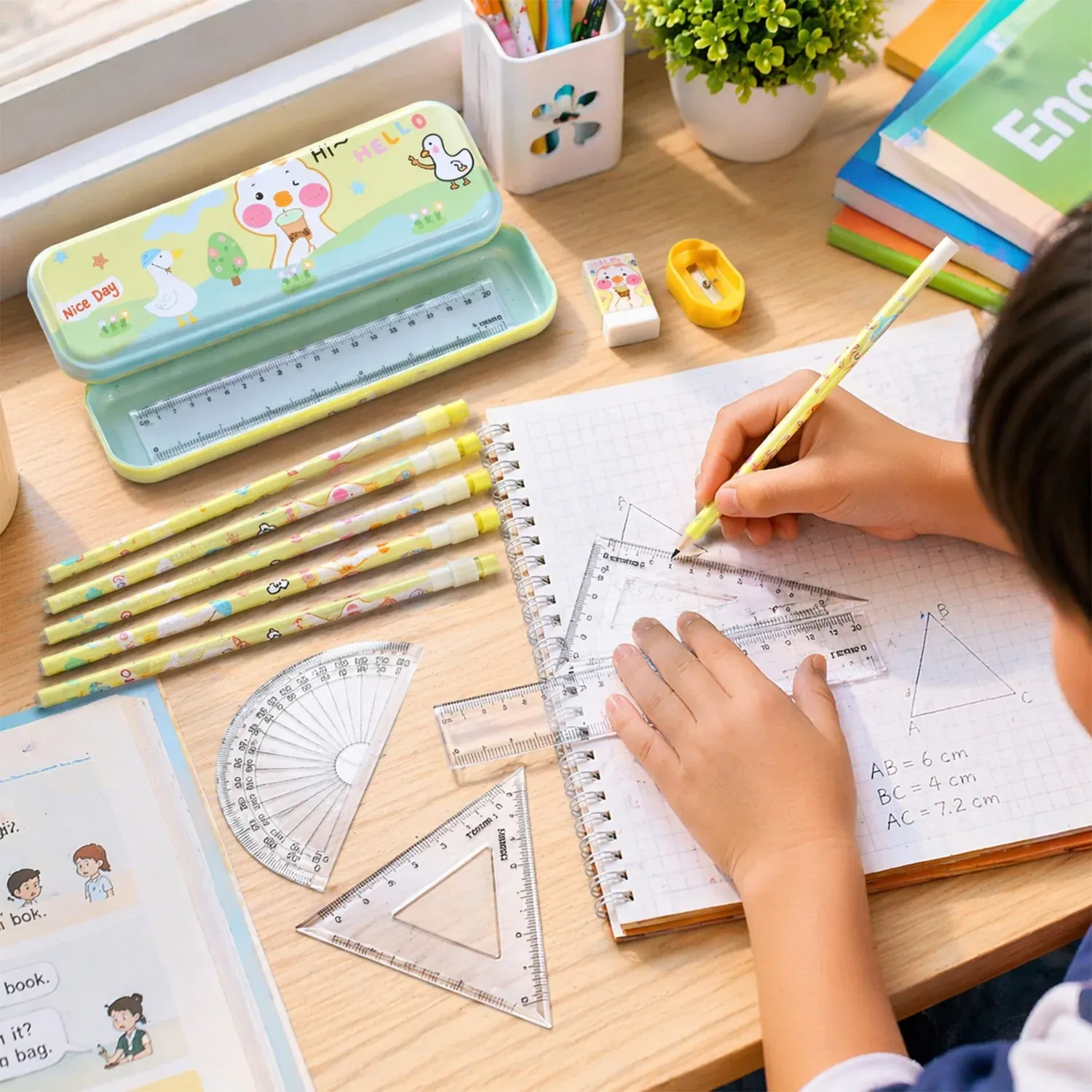 Cartoon Geometry Box Set – Fun & Organised School Supplies - Detailed Feature View 4