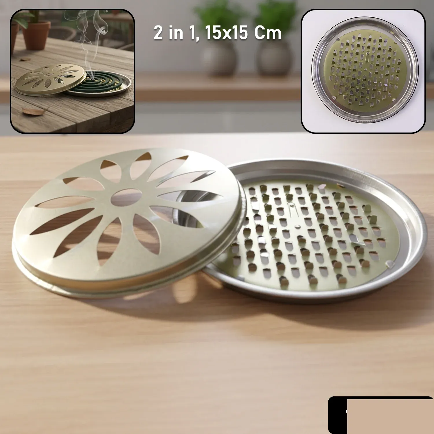 Metal Mosquito Coil Stand with Protective Cover – Durable and Safe - Detailed Feature View 1