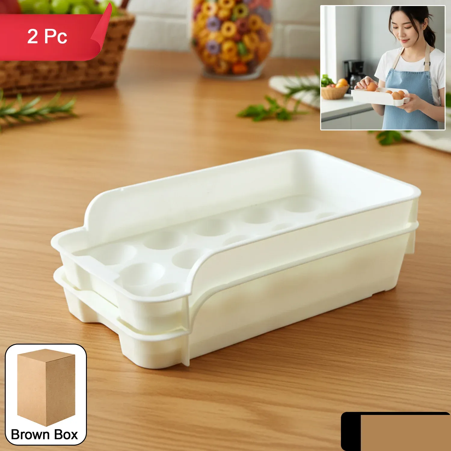 Egg Storage Tray – Space-Saving and Durable Refrigerator Organizer - Detailed Feature View 1