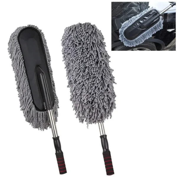 Car Duster with Long Retractable Handle & Soft Microfiber Bristles