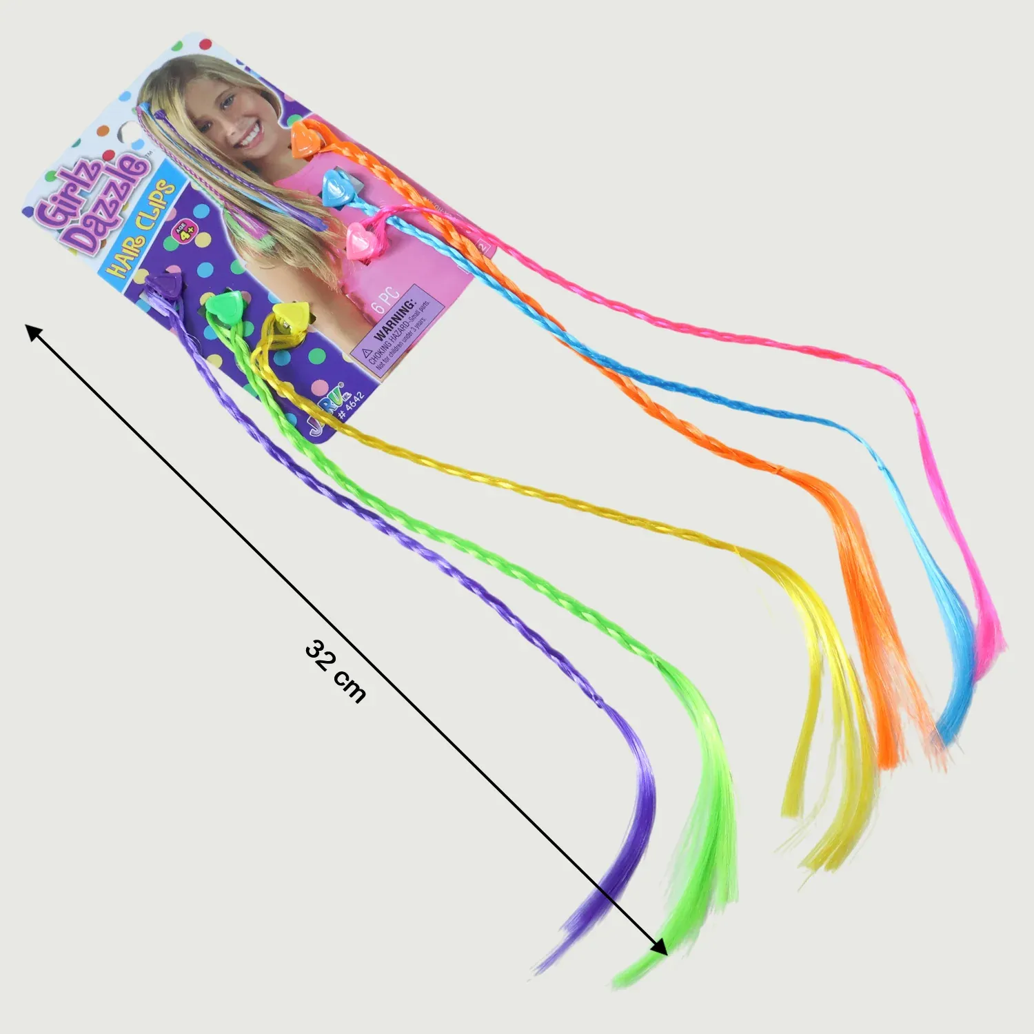 Colourful Braided Clip-In Hair Extensions for Girls & Kids, 6 Pc Set - Detailed Feature View 6