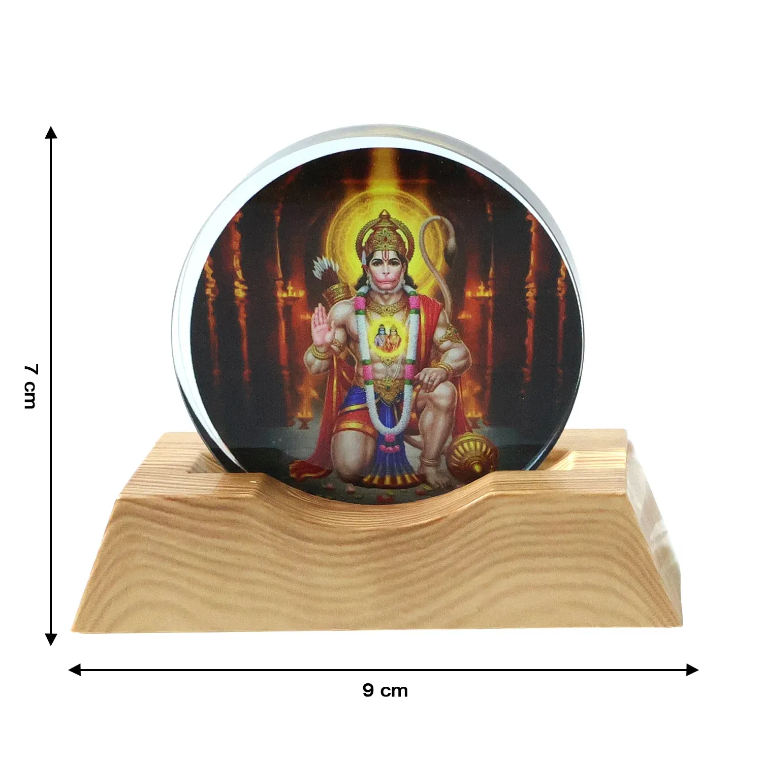 3D Hanuman Ji Acrylic LED Night Lamp with Wooden Base - Detailed Feature View 5