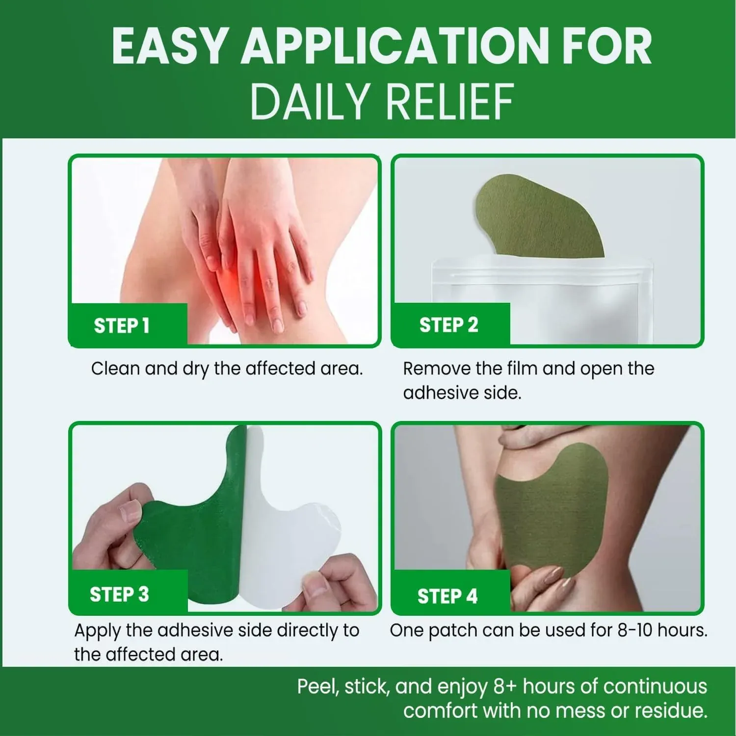 Herbal Knee Relief Patches – 10 Adhesive Pain Support Patches - Detailed Feature View 6