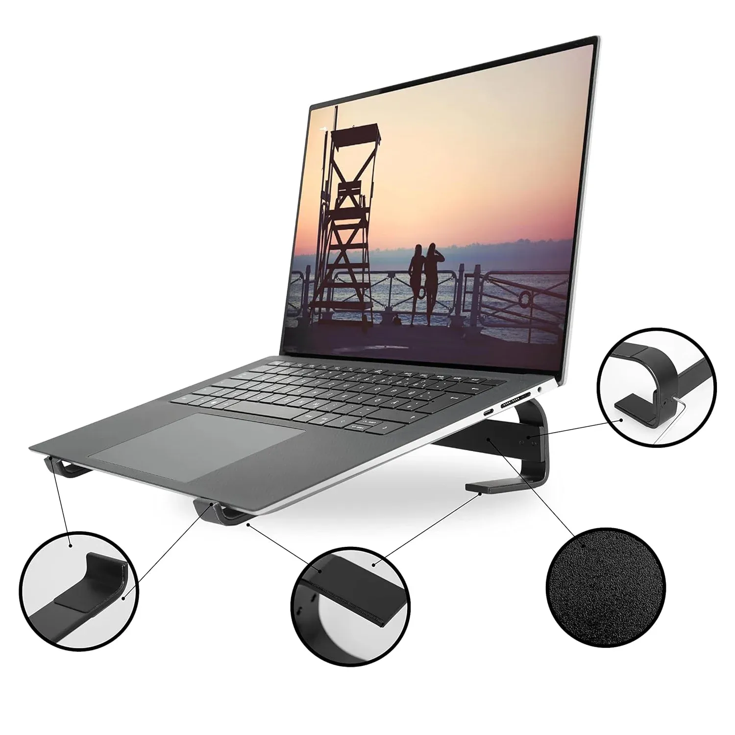 Fixed Metal Laptop Stand – Sturdy Ergonomic Desk Riser for Work - Detailed Feature View 7