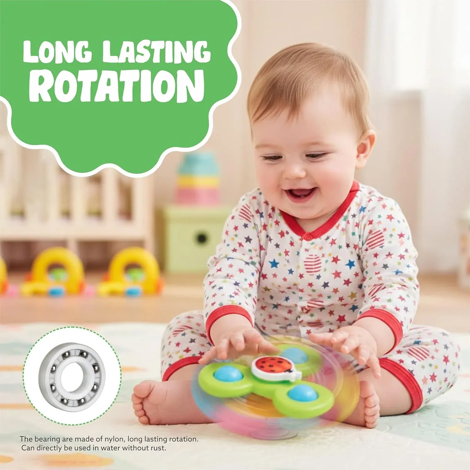 Colour Baby Spinner Toy Set – 3 Pc Sensory Spin Toys with Suction Cup - Detailed Feature View 6