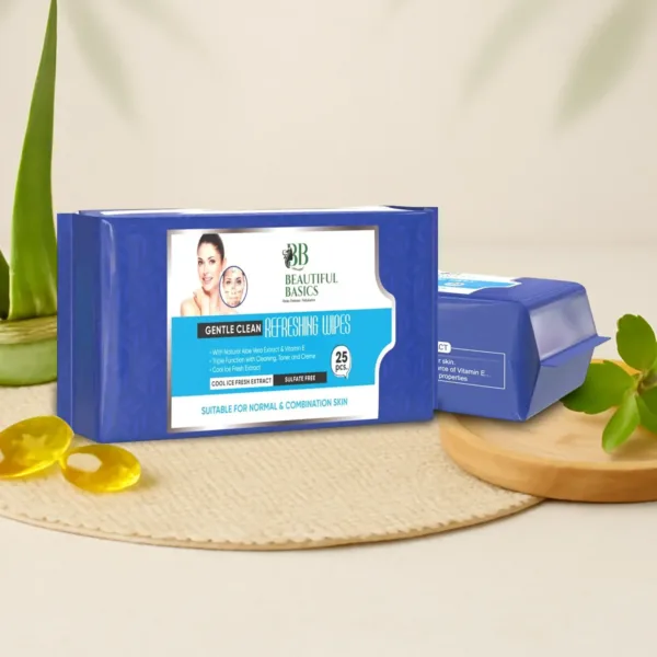 Beautiful Basics Face Wipes for Normal & Oily Skin – 2 Pack (50 Wipes Each)