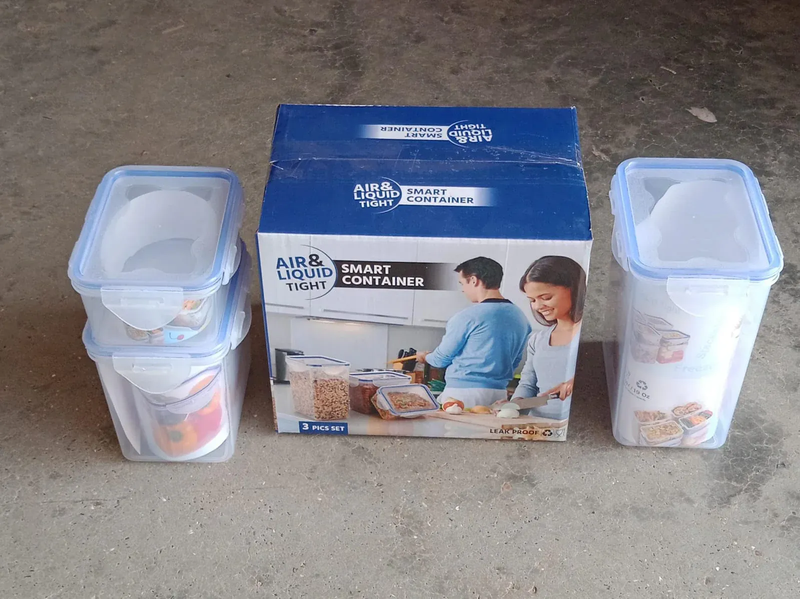 Set of 3 Airtight Rectangular Food Storage Containers with Lids - Detailed Feature View 7
