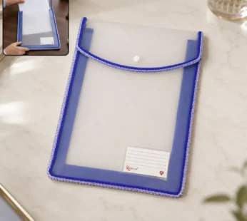 Premium Stitched Border Document Folder A4 Size with Button Lock & Label Holder