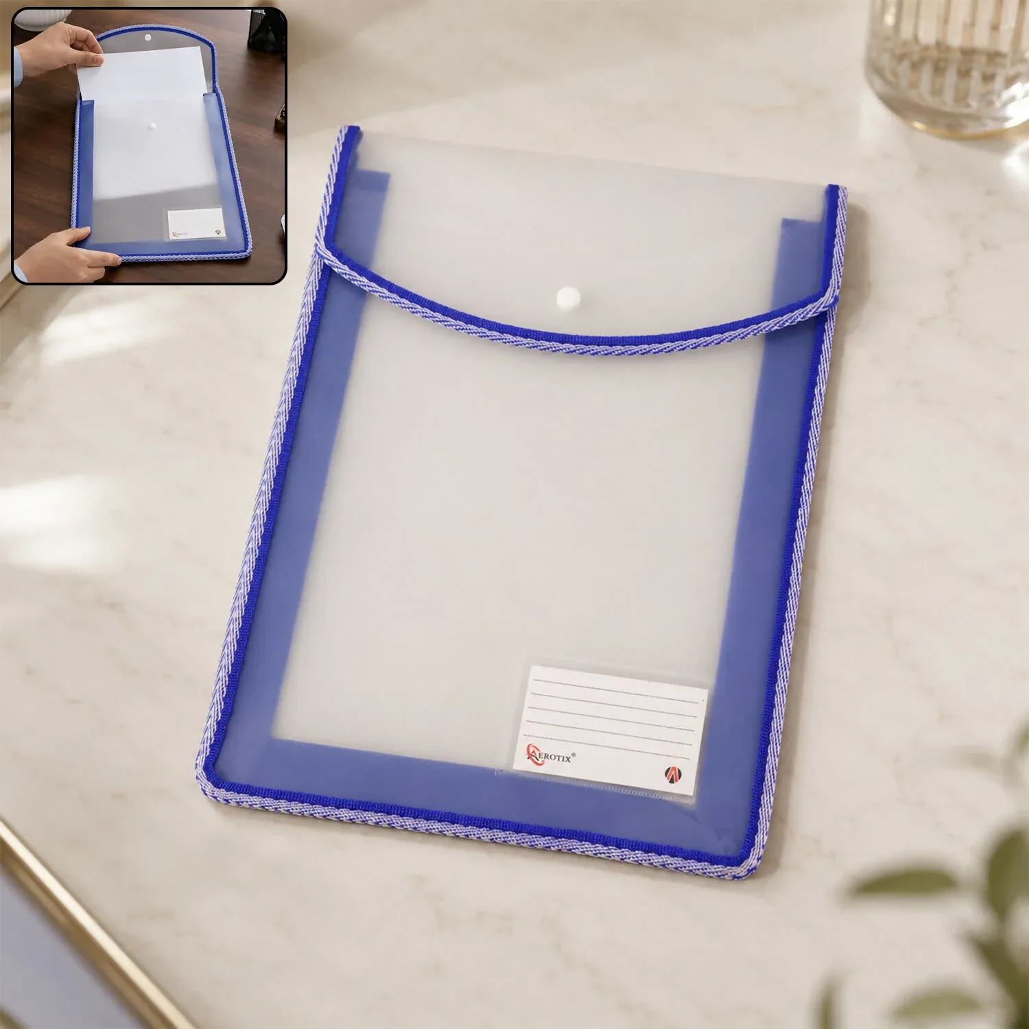 Premium Premium Stitched Border Document Folder A4 Size with Button Lock & Label Holder - Buy Online at Alikart