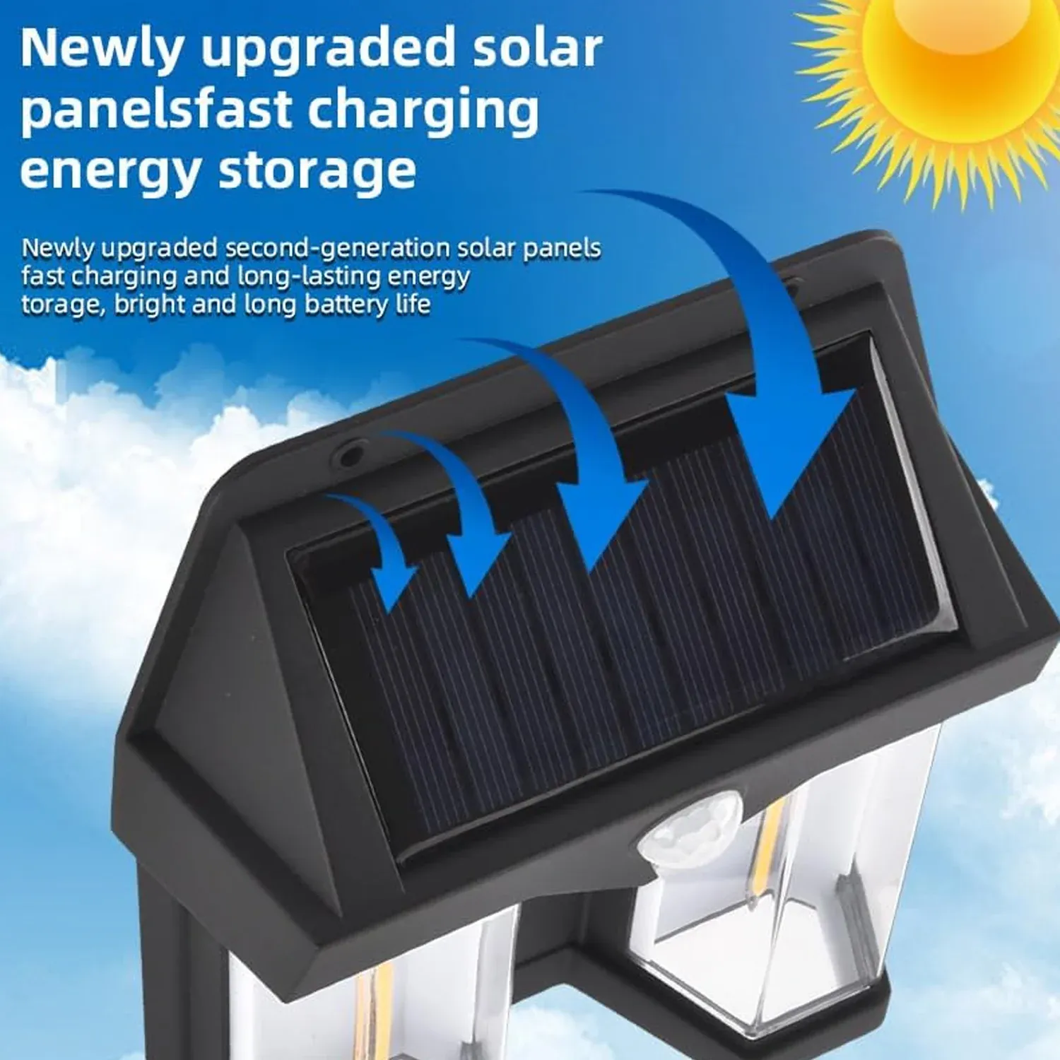 Outdoor Solar Wall Lamp Waterproof Induction Garden Light 1 Pc - Detailed Feature View 8