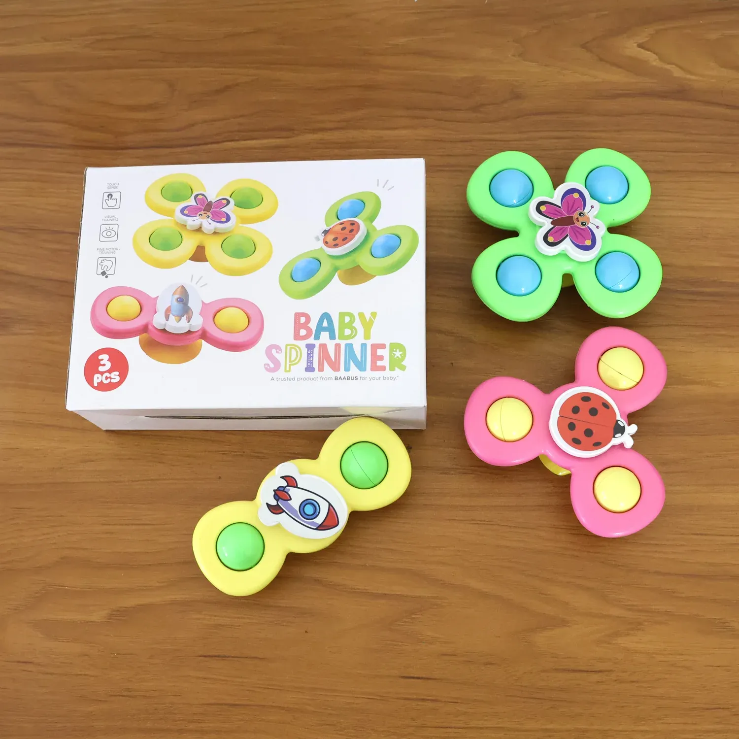 Colour Baby Spinner Toy Set – 3 Pc Sensory Spin Toys with Suction Cup - Detailed Feature View 8