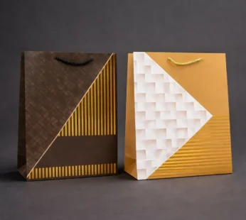 Premium Gold Stripe Gift Bag with Handle Paper Carry Bag (1 PC)