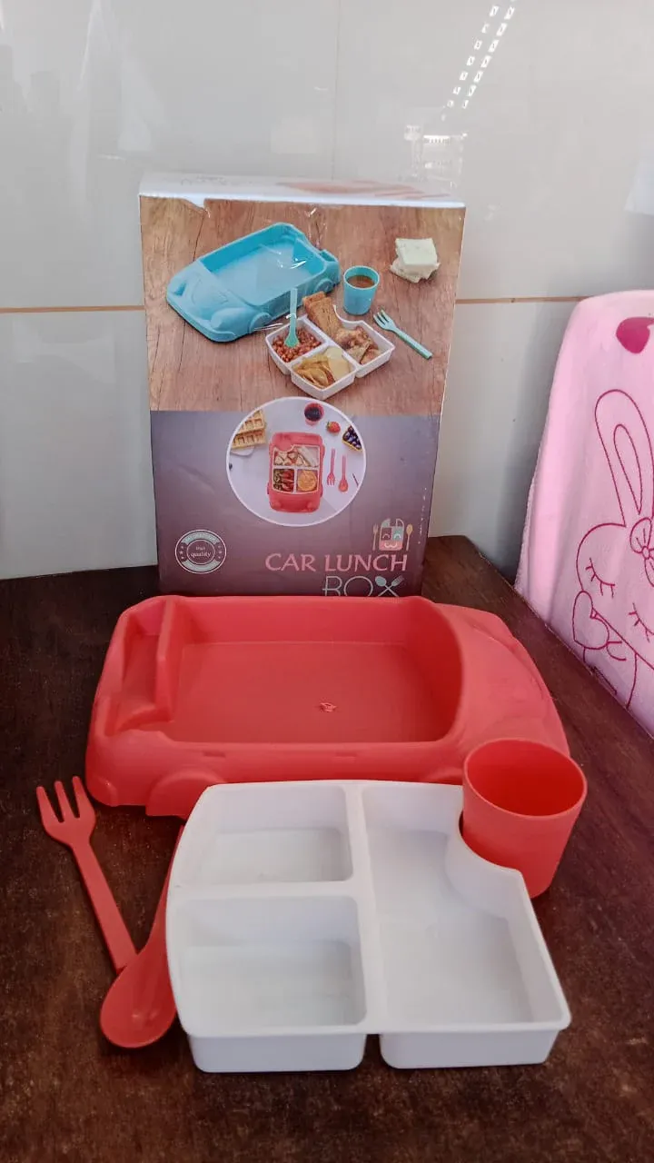 Kids Car Lunch Box Set – 4 Pcs Dinnerware & Suction Plate | Lunchie Bunchie - Detailed Feature View 10