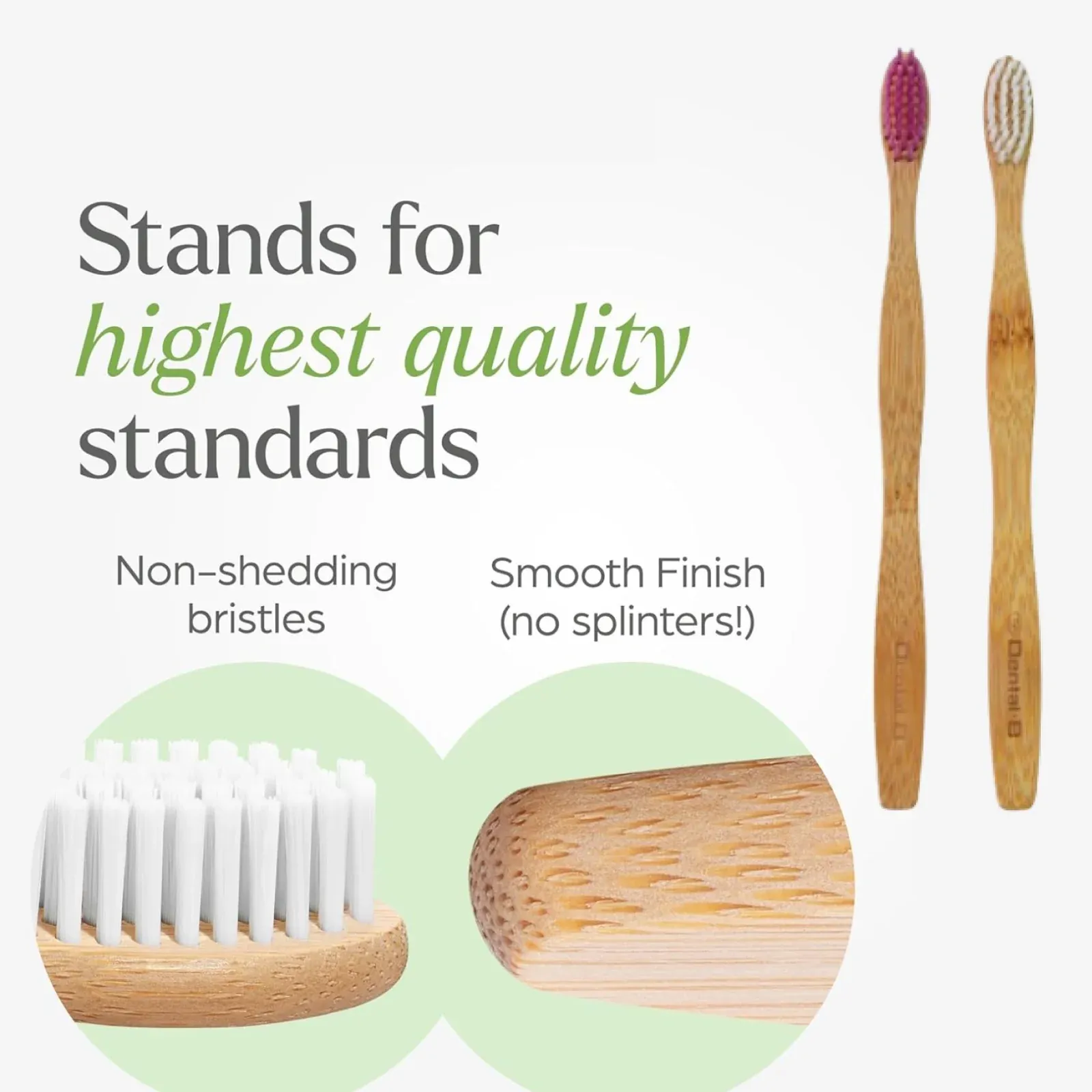 Bamboo Toothbrush Set – Eco-Friendly Medium Bristles (2 Pack) - Detailed Feature View 5
