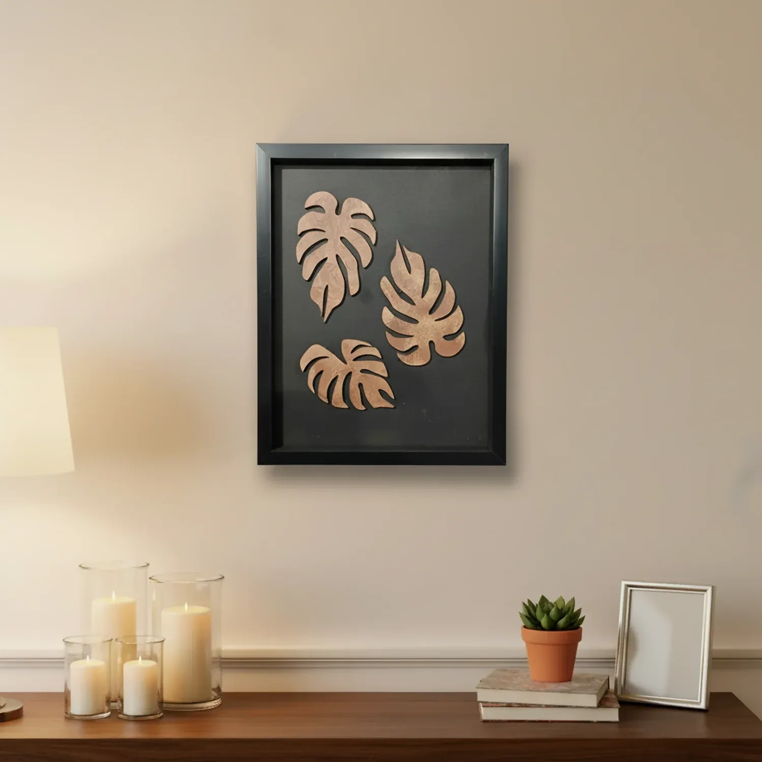 Premium Luxury 3D Monstera Leaf Wall Art Frame | Modern Tropical Wooden Wall Decor - Buy Online at Alikart