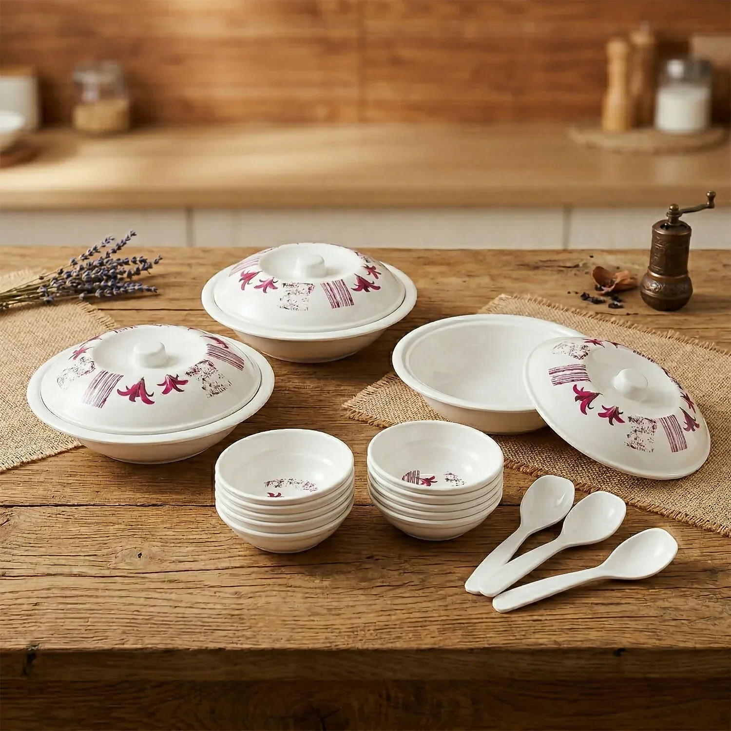 Kalmiya Neelkanth Gold 40-Piece Melamine Dinner Set for 6 Persons - Detailed Feature View 3