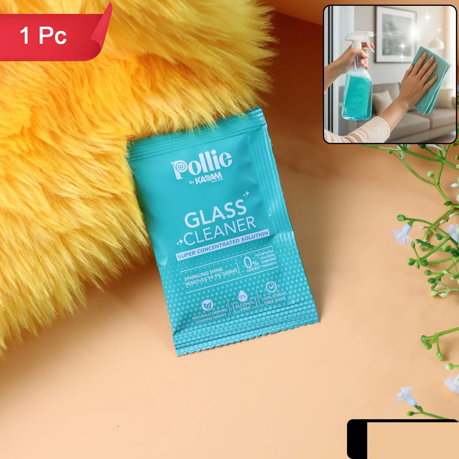 Pollic Kadam Glass & Mirror Cleaner Sachet – 15g Concentrate - Detailed Feature View 2