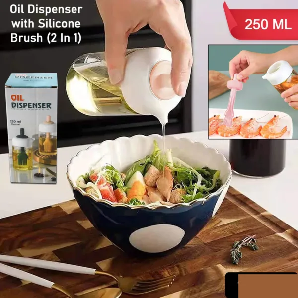 2-in-1 Oil Dispenser with Silicone Brush – 250ML BPA-Free